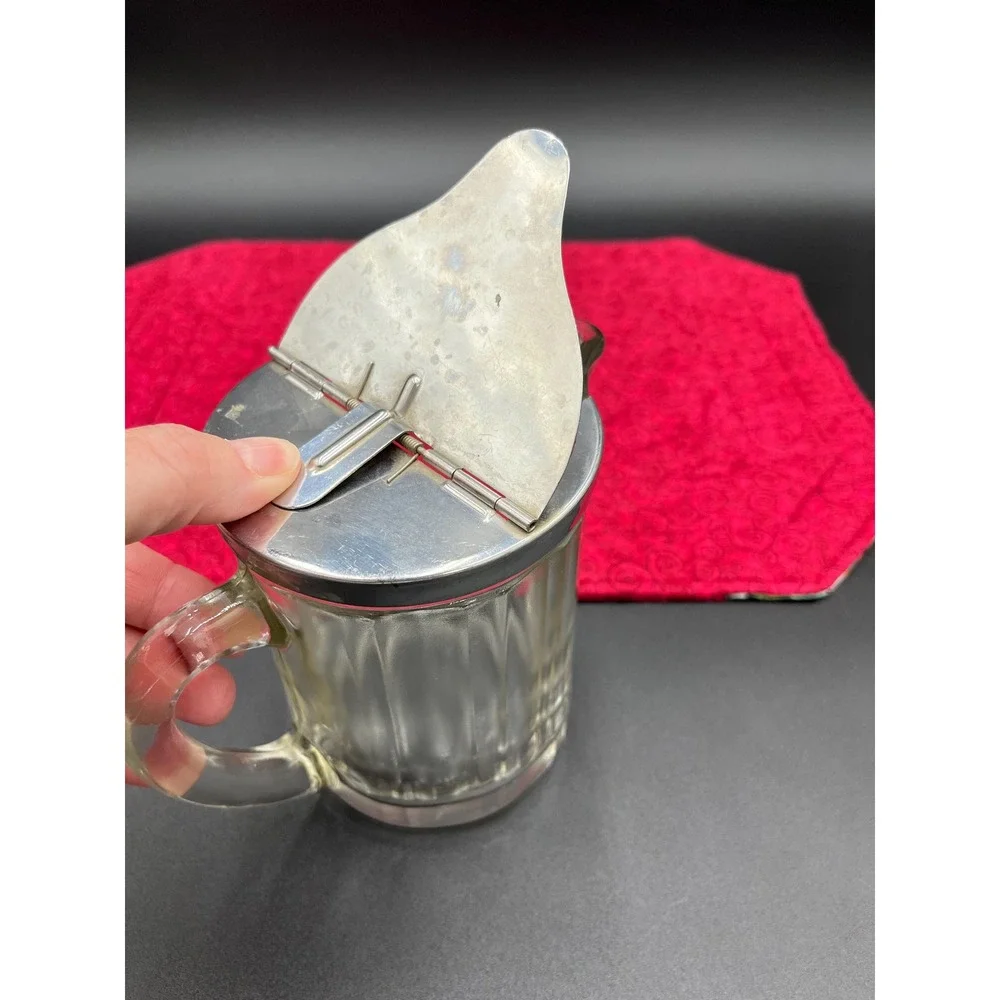 Vintage McKee Glass Syrup Pitcher, Grand Silver Co. Dispenser